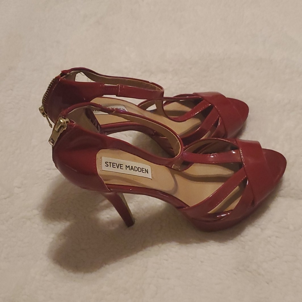 Steve Madden red zip up platforms